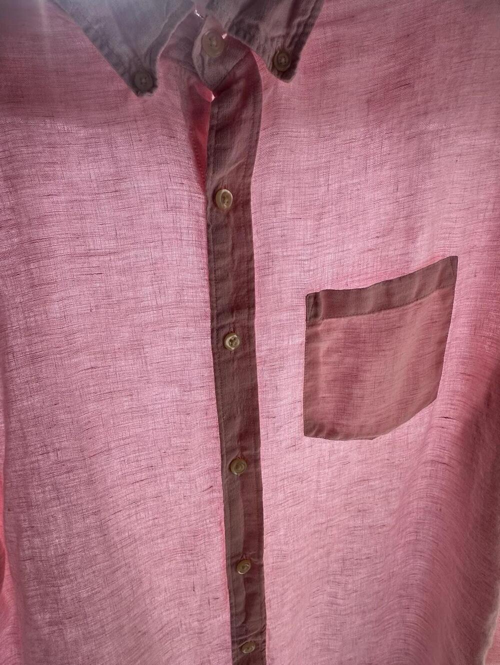 J.Crew Men’s Slim Fit 100% Linen Pastel Pink Long Sleeve Button Up Shirt  Sz L